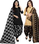 Multicolor cotton blend printed unstitched salwar suit material combo of 2