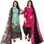 Multicolor cotton blend printed unstitched salwar suit material combo of 2