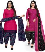 Multicolor cotton blend printed unstitched salwar suit material combo of 2