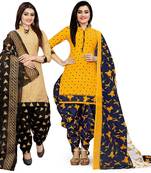 Multicolor cotton blend printed unstitched salwar suit material combo of 2