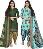 Multicolor cotton blend printed unstitched salwar suit material combo of 2