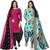 Multicolor cotton blend printed unstitched salwar suit material combo of 2