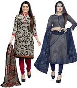 Multicolor cotton blend printed unstitched salwar suit material combo of 2