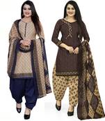 Multicolor cotton blend printed unstitched salwar suit material combo of 2