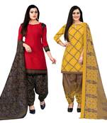 Multicolor cotton blend printed unstitched salwar suit material combo of 2