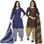 Multicolor cotton blend printed unstitched salwar suit material combo of 2
