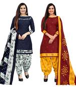 Multicolor cotton blend printed unstitched salwar suit material combo of 2