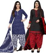 Multicolor cotton blend printed unstitched salwar suit material combo of 2