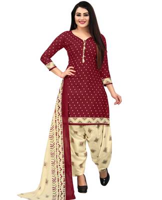 Multicolor cotton blend printed unstitched salwar suit material combo of 2 2