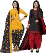 Multicolor cotton blend printed unstitched salwar suit material combo of 2