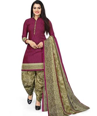Multicolor cotton blend printed unstitched salwar suit material combo of 2 2