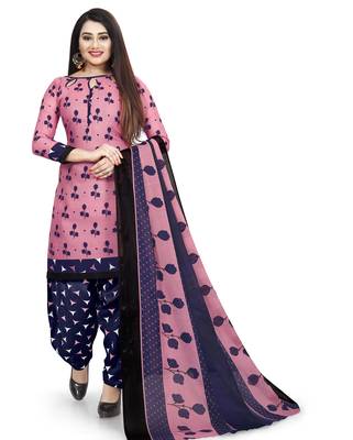 Multicolor cotton blend printed unstitched salwar suit material combo of 2 3