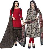 Multicolor cotton blend printed unstitched salwar suit material combo of 2