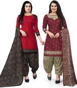 Multicolor cotton blend printed unstitched salwar suit material combo of 2