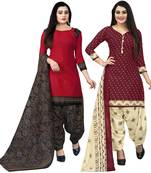 Multicolor cotton blend printed unstitched salwar suit material combo of 2