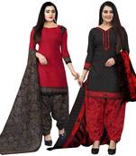 Multicolor cotton blend printed unstitched salwar suit material combo of 2