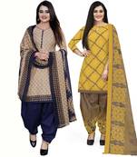 Multicolor cotton blend printed unstitched salwar suit material combo of 2