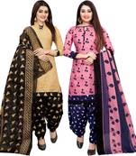 Multicolor cotton blend printed unstitched salwar suit material combo of 2