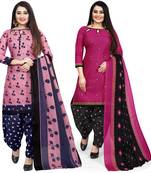 Multicolor cotton blend printed unstitched salwar suit material combo of 2