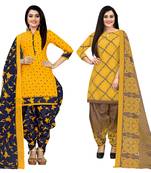 Multicolor cotton blend printed unstitched salwar suit material combo of 2