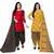 Multicolor cotton blend printed unstitched salwar suit material combo of 2