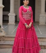 pink Georgette Leheriya Print Gota Patti NAVRATRI LEHENGA CHOLI