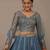 turquoise sequined embroidery work silk party wear lehenga choli with dupatta