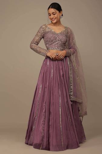 pink sequined embroidery work silk party wear lehenga choli with dupatta