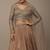 brown sequined embroidery work silk party wear lehenga choli with dupatta