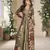 beige georgette printed embroidered sequins stones mirro work jacket with gown festive wear