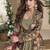 BEIGE Georgette Printed Embroidered Sequins Stones Mirro Work Jacket With Gown Festive Wear