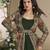 Green Georgette Printed Embroidered Sequins Stones Mirror Work Jacket With Gown Festive Wear