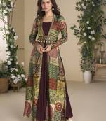 Maroon Embroidered Gown With Jacket
