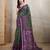 Rama green chanderi cotton ikkt printed saree with zari woven border