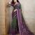 Rama green chanderi cotton ikkt printed saree with zari woven border