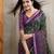 Rama green chanderi cotton ikkt printed saree with zari woven border