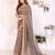 Chiku chanderi cotton ikkt printed saree with zari woven border