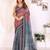 Coral chanderi cotton ikkt printed saree with zari woven border
