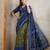 Mehendi chanderi cotton ikkt printed saree with zari woven border