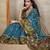 Teal chanderi cotton ikkt printed saree with zari woven border