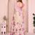 Baby pink soft linen cotton printed silk saree with woven border