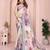 Beige soft linen cotton printed silk saree with woven border