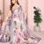 Beige soft linen cotton printed silk saree with woven border