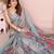 Grey soft linen cotton printed silk saree with woven border