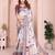Grey soft linen cotton printed silk saree with woven border