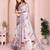 Grey soft linen cotton printed silk saree with woven border