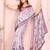 Lavender soft linen cotton printed silk saree with woven border