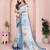 White soft linen cotton printed silk saree with woven border