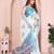 White soft linen cotton printed silk saree with woven border