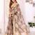 Beige chanderi cotton printed saree with zari woven border